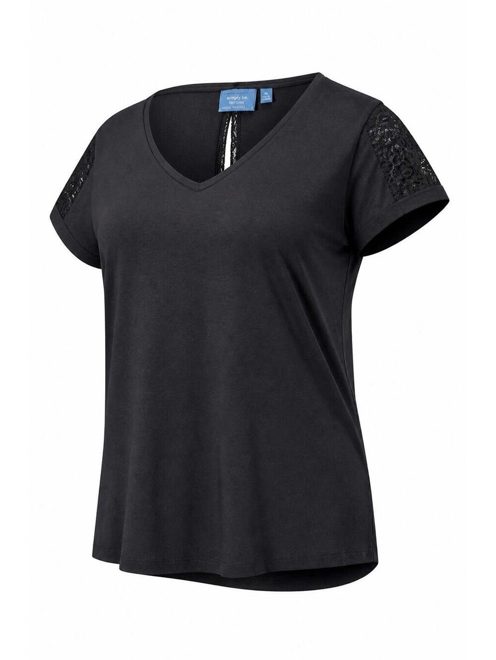 Simply Vera Vera Wang Women's Black Lace Detail Short Sleeve Top XL